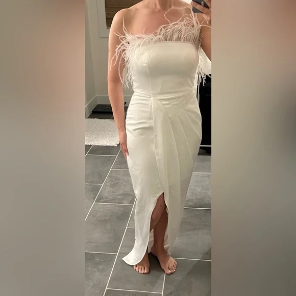 sachin and babi light blue dress Feather Bachelorette Dress